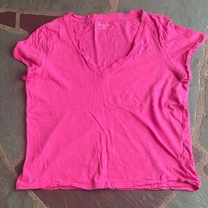 Madewell Bright Pink V-Neck Tee